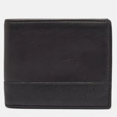 Pre-owned Gucci Black Microssima Leather Bifold Wallet