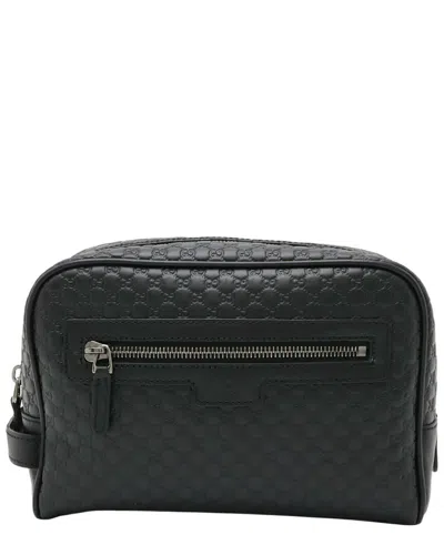 Gucci Black Microssima Leather Clutch (authentic Pre-loved)