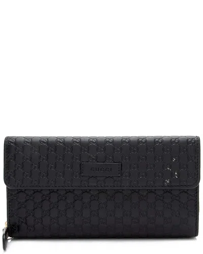 Gucci Black Microssima Leather Continental Flap Wallet (authentic Pre-loved)