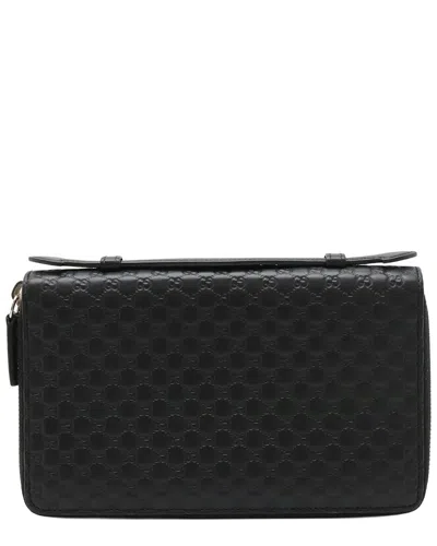 Gucci Black Microssima Leather Travel Case Clutch Organizer Wallet  (authentic Pre-loved)