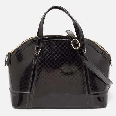 Pre-owned Gucci Black Microssima Patent Leather Nice Dome Bag