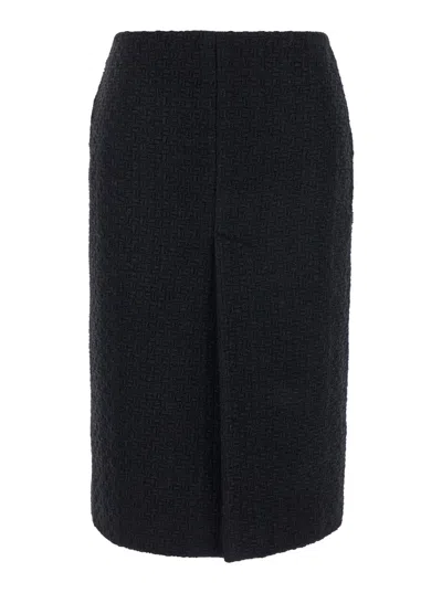 Gucci Black Midi Skirt With Rear Slit In Tweed Woman