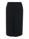 Gucci Black High Waist Skirt With Logo Lettering On Waist And Zip Puller In Wool Woman In Multicolor
