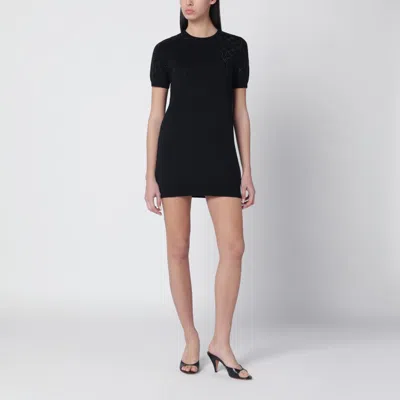 Gucci Black Mini Dress With Gradient-effect Gg Crystals