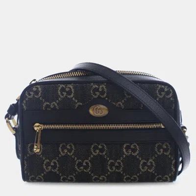 Pre-owned Gucci Black Mini Gg Denim Ophidia Crossbody