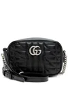 Gucci Black Mixed Matelasse Leather Gg Marmont Aria Mini Camera Bag (authentic Pre-loved)