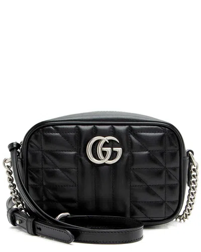 GUCCI GUCCI BLACK MIXED MATELASSE LEATHER GG MARMONT ARIA MINI CAMERA BAG (AUTHENTIC PRE-LOVED)