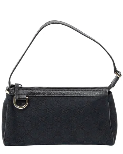 Gucci Black Monogrammed Canvas D-ring Zip Pochette