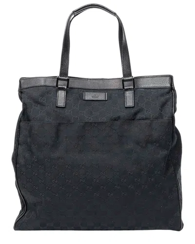 Gucci Black Monogrammed Canvas Front Pocket Shopping Tote (authentic Pre-  Loved)