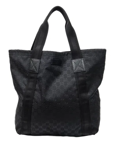 Pre-owned Gucci Black Monogrammed Canvas Open Shopper (authentic Pre-loved)