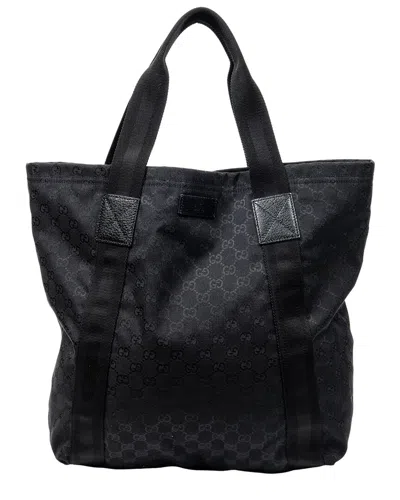 GUCCI GUCCI BLACK MONOGRAMMED CANVAS OPEN SHOPPER