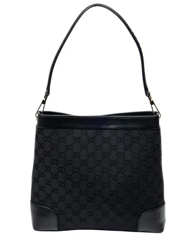 Pre-owned Gucci Black Monogrammed Canvas Shoulder Hobo (authentic Pre-loved)