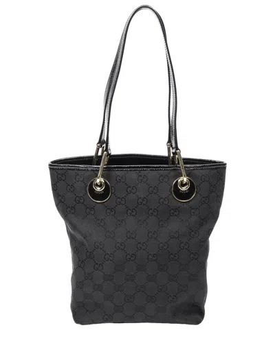 GUCCI GUCCI BLACK MONOGRAMMED CANVAS SMALL ECLIPSE SHOPPING (AUTHENTIC PRE-LOVED)