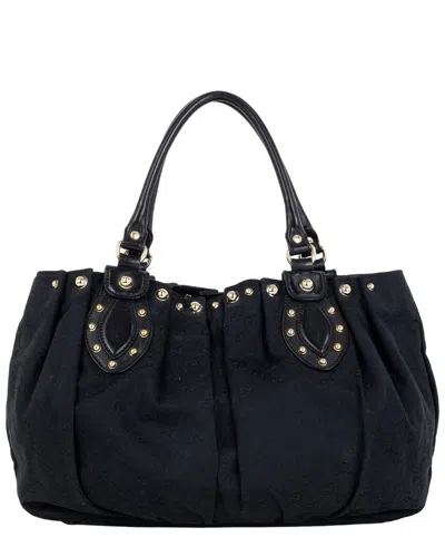 Gucci Black Monogrammed Canvas Studded Pelham Tote (authentic Pre-loved)