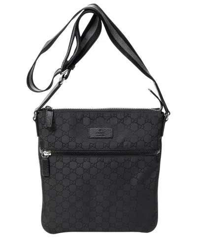 Pre-owned Gucci Black Monogrammed Nylon Canvas Messenger Crossbody (authentic Pre-loved)