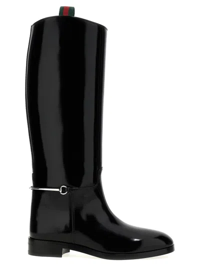 Gucci Black Morsetto Leather Boots