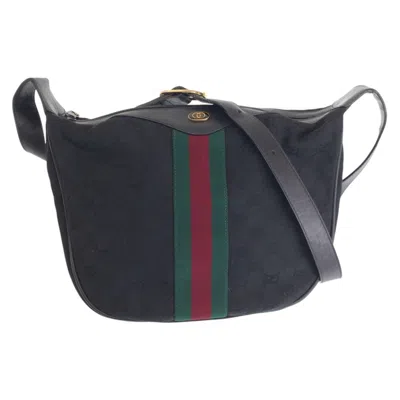 Pre-owned Gucci Black Multi-color Gg Canvas Leather Shoulder Bag ()