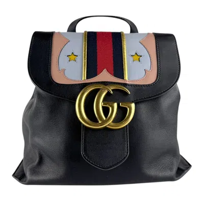 Pre-owned Gucci Black Multi-color Leather Backpack ()