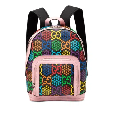 Pre-owned Gucci Black Multi-color Pink Pvc Leather Backpack ()