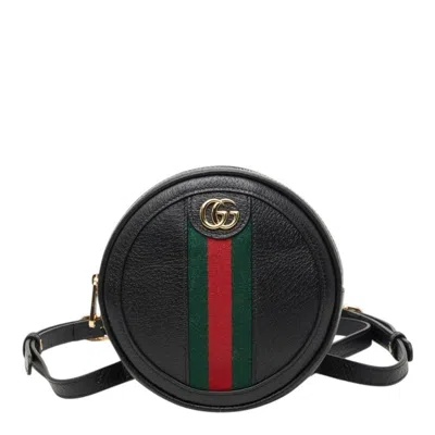 Pre-owned Gucci Black Multi-color Leather Canvas Backpack ()