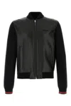 Gucci Black Bomber Jacket With Front Logo In Nappa Leather And Mesh Man