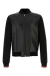 Gucci Black Bomber Jacket With Front Logo In Nappa Leather And Mesh Man In Black