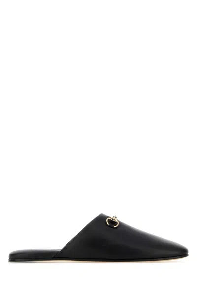 Gucci Black Nappa Leather Slippers