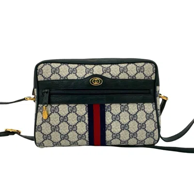 Pre-owned Gucci Black Navy Red Color Leather Pvc Shoulder Bag ()