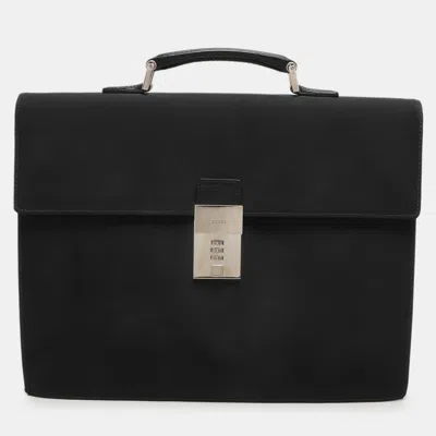 Pre-owned Gucci Black Nylon And Leather Combination Lock Briefcase