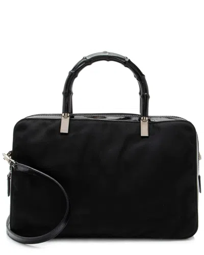 Gucci Black Nylon Bamboo Satchel (authentic Pre-loved)