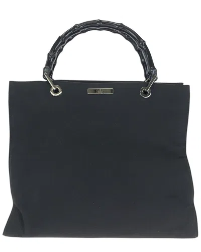 Gucci Black Nylon Bamboo Tote (authentic Pre-loved)