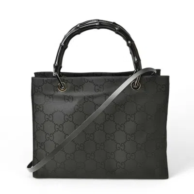 Pre-owned Gucci Black Nylon Canvas Handbag Tote Bag ()