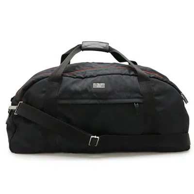 Pre-owned Gucci Black Nylon Canvas Leather Boston Bag Handbag ()