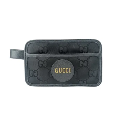 Pre-owned Gucci Black Nylon Canvas Leather Clutch Bag Handbag Pouch ()