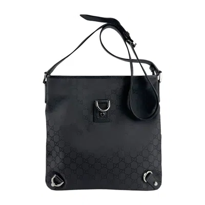 Pre-owned Gucci Black Nylon Canvas Leather Shoulder Bag ()