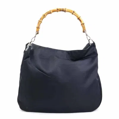 Pre-owned Gucci Black Nylon Canvas Leather Shoulder Bag ()