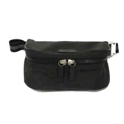 Pre-owned Gucci Black Nylon Canvas Leather Shoulder Bag Sling Bag ()