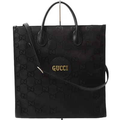 Pre-owned Gucci Black Nylon Canvas Leather Shoulder Bag Tote Bag ()
