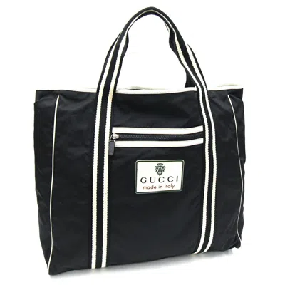 Pre-owned Gucci Black Nylon Canvas Leather Tote Bag ()