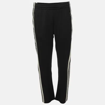 Pre-owned Gucci Black Nylon Gg Striped Trouser Xs