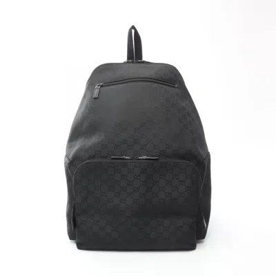 Pre-owned Gucci Black Nylon Leather Backpack Handbag ()