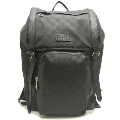 Pre-owned Gucci Black Nylon Leather Backpack ()