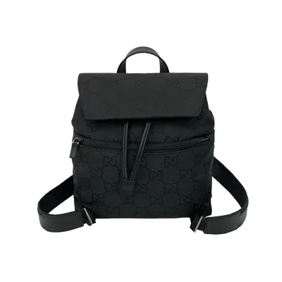 Pre-owned Gucci Black Nylon Leather Backpack ()