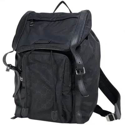 Pre-owned Gucci Black Nylon Leather Backpack ()