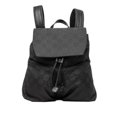 Pre-owned Gucci Black Nylon Leather Backpack ()