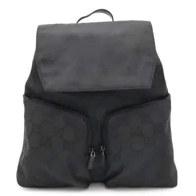 Pre-owned Gucci Black Nylon Leather Backpack ()