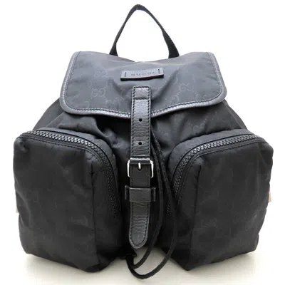 Pre-owned Gucci Black Nylon Leather Backpack ()