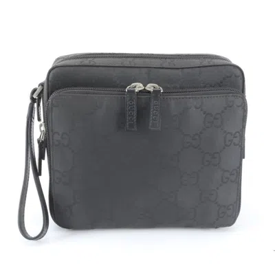 Pre-owned Gucci Black Nylon Leather Clutch Bag Pouch ()