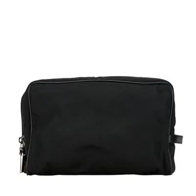 Pre-owned Gucci Black Nylon Leather Clutch Bag ()