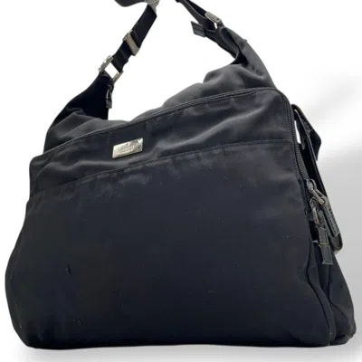 Pre-owned Gucci Black Nylon Leather Handbag Shoulder Bag Tote Bag ()